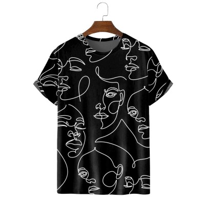 Men's Fashion New Personality Character Print Versatile T-Shirt